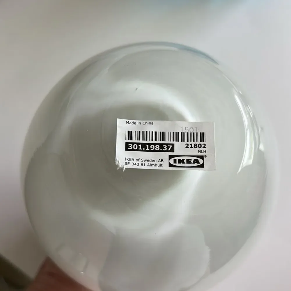 IKEA White Salong Vase Hand Blown Glass Swedish Modern